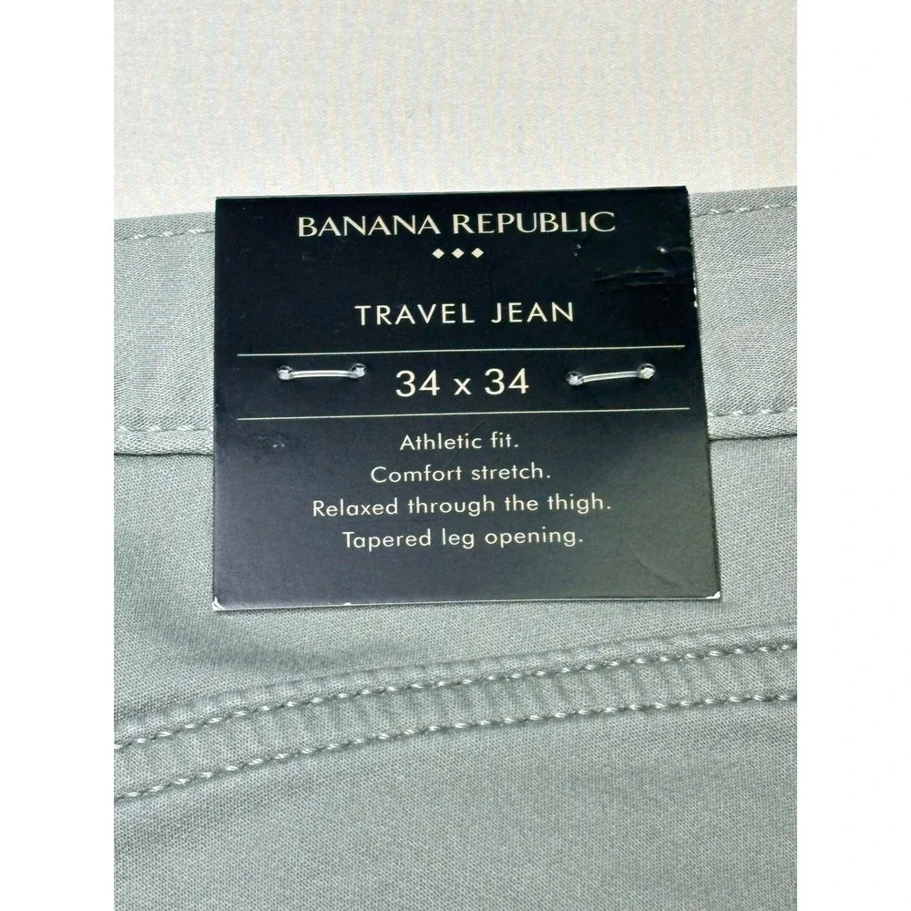 NWT Banana Republic Travel‎ Jean Mens 34x32 Athletic Fit Soft Sage Green 599223